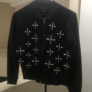 Banana Republic fleece bomber with jewels